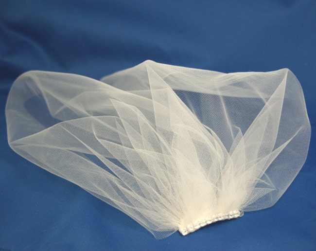 Bridal Blusher Veil, Tulle Veil, Bridal Veil, Crystal Fascinator, Bridal Birdcage Veil, Bridal Head Piece, Bridal Hair Accessory, Headpiece