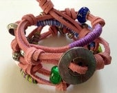 Pretty in Pink Suede Leather leather wrap bracelet