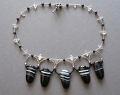 Necklace-- "Black and white Stripes"--semi precious stones