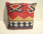Modern Bohemian Home Decor,Turkish Kilim Pillow 15"x15"