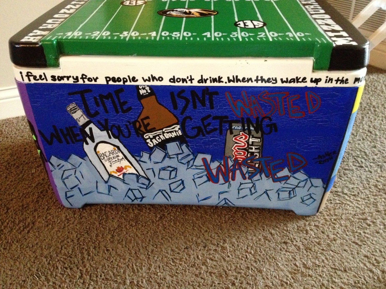 A hand painted cooler for your next sorority formal, 21st birthday party, or just because.