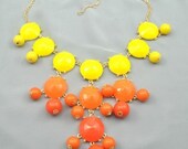 cute orange resin necklace, handmade bib Necklace/glitter Statement Bubble choker,bridesmaid gifts,unique Beaded  Jewelry  gradient ramp