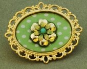 Matte gold brooch pin - polka dot jewelry - safety pin jewelry - frame jewelry - picture jewelry - mother gift (07NBL.G.02.015P)