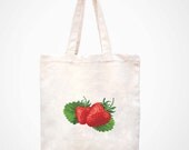 A pair of strawberry---Canvas Bag Tote Bag Bag Shopping Bag Market Bag Funny Bag Teen Girl Women Chic Fashion Bag Big Size