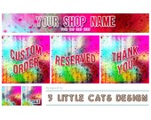 Premade Etsy Shop Banner Set - Abstract Modern Grunge Artist Paint