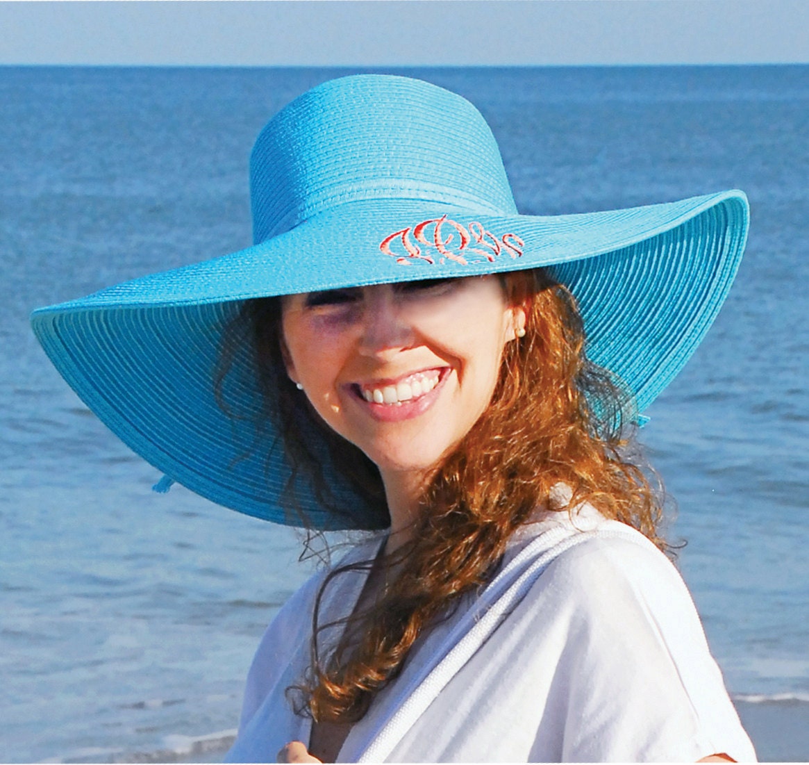 Ladies Monogrammed Floppy Hat, Beach Hat, Sun Hat, Derby Hat