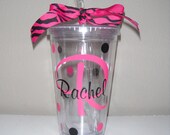 Personalized flower girl gift monogrammed Acrylic cup with straw