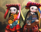 Hand knit Huancayna doll set 'Twins'