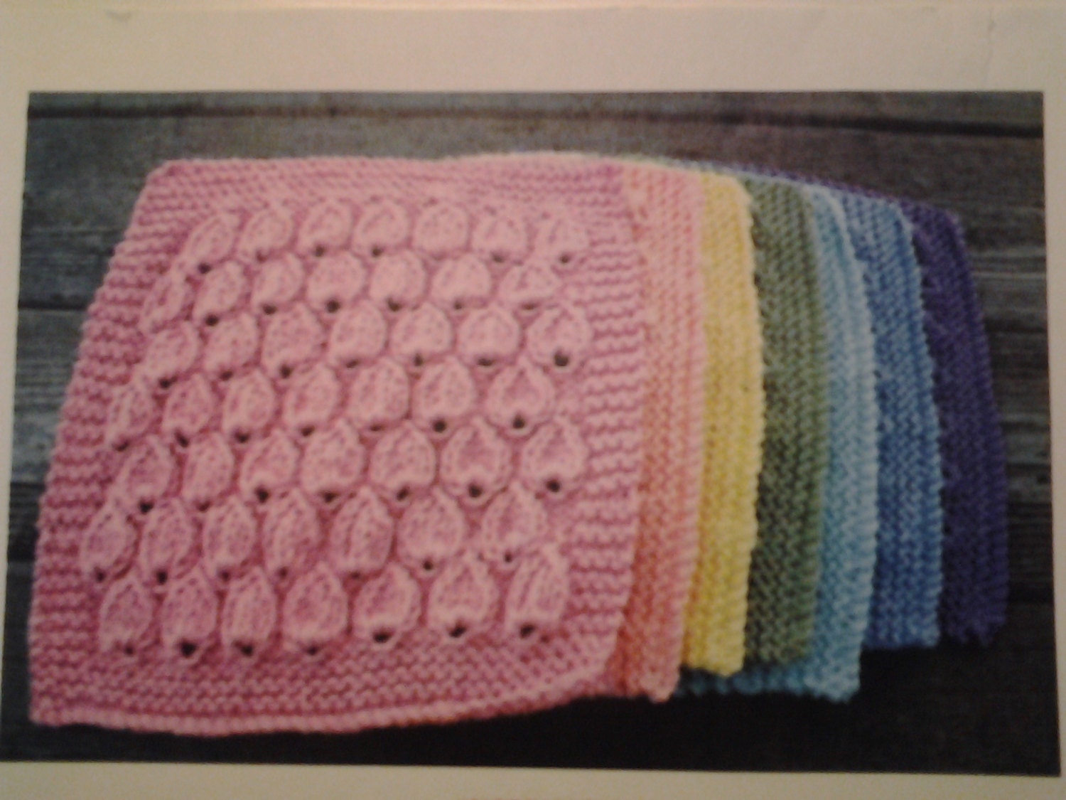 Raindrop washcloth. Great pattern, sturdy, long lasting, machine washable and beautiful.