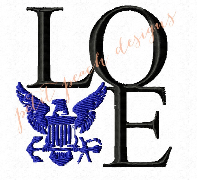 INSTANT DOWNLOAD -- Navy Love Embroidery Design
