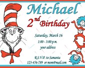 thing 1 and thing 2 birthday invitation, or thing 1 and thing 2 thank you card - i can write any text