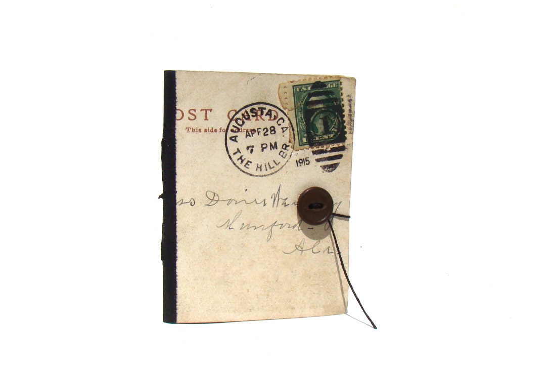 Write to Me - Vintage 1915 Postcard - Handmade Journal - PosteBindery