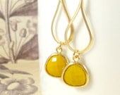 Gold Earrings : Mustard Yellow Petals