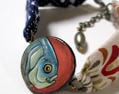 Original Painting Fabric Bracelet: Fish 3