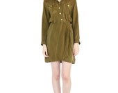 vintage 90s marbled olive silk dress / gold and olive shirt dress