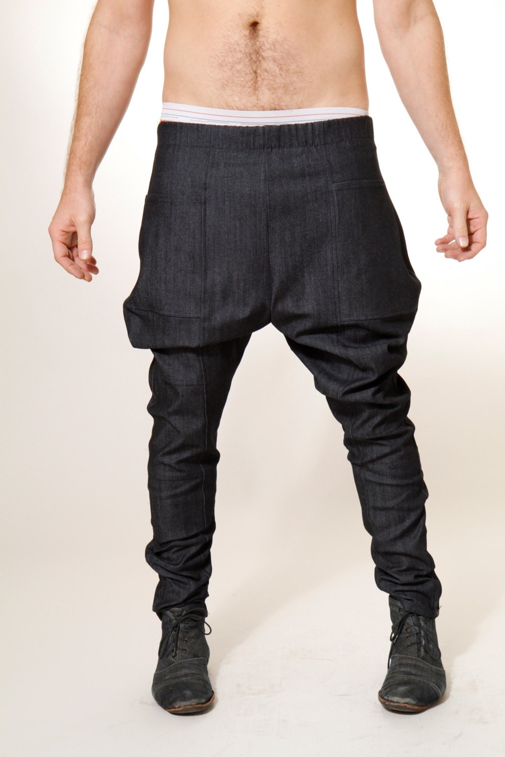 Unisex Denim Panel Pants