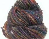Handspun Art Yarn corespun handcarded sparkly Merino wool silk baby camel