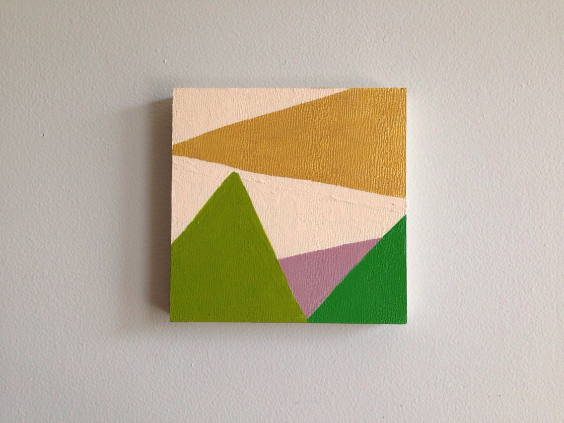 In the Sun // Abstract landscape // 6 x 6 // gold / green / purple / cream