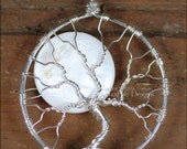 Under A Full Moon - Tree of Life Pendant in Sterling Silver Wire with White Pearl Shell (Winter) Original Design by Miss M. Turner