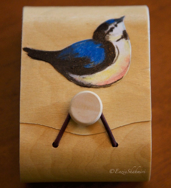 Keepsake Box - Nuthatch Bird on Light Wood
