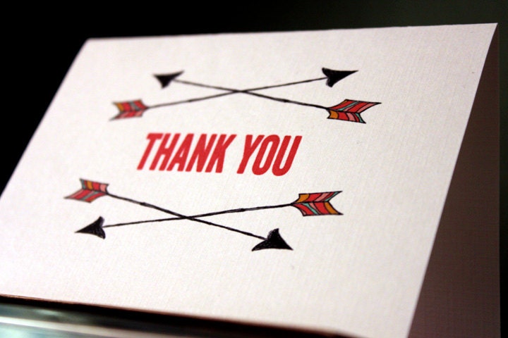 Arrows folded Thank You cards-set of 4