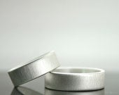 Wedding Band Set - Sterling Silver - Matte Finish - 6 mm - Simple Matching Wedding Rings