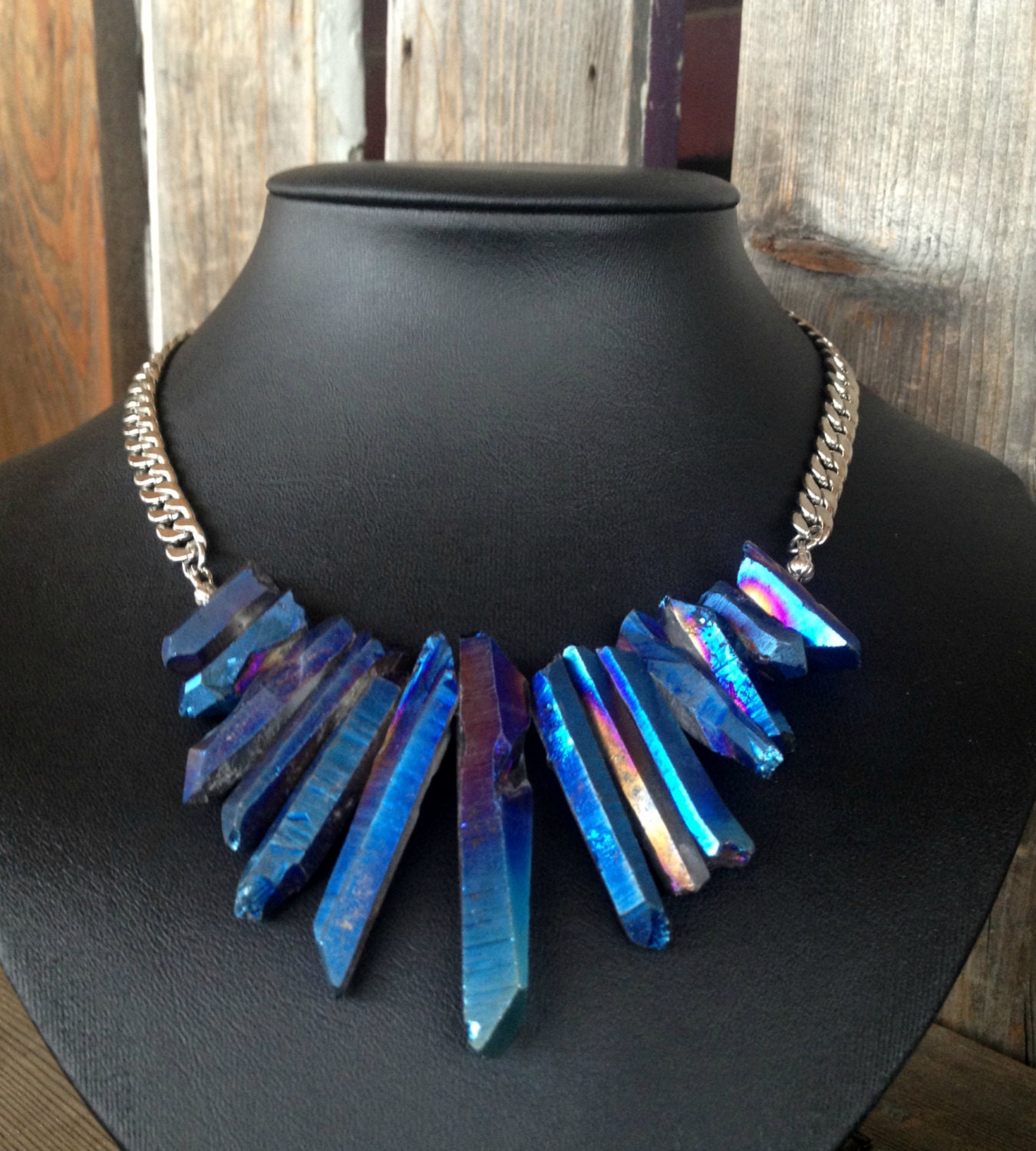Titanium Crystal Necklace - Titanium Rainbow Crystals in Iridescent Purple Blue