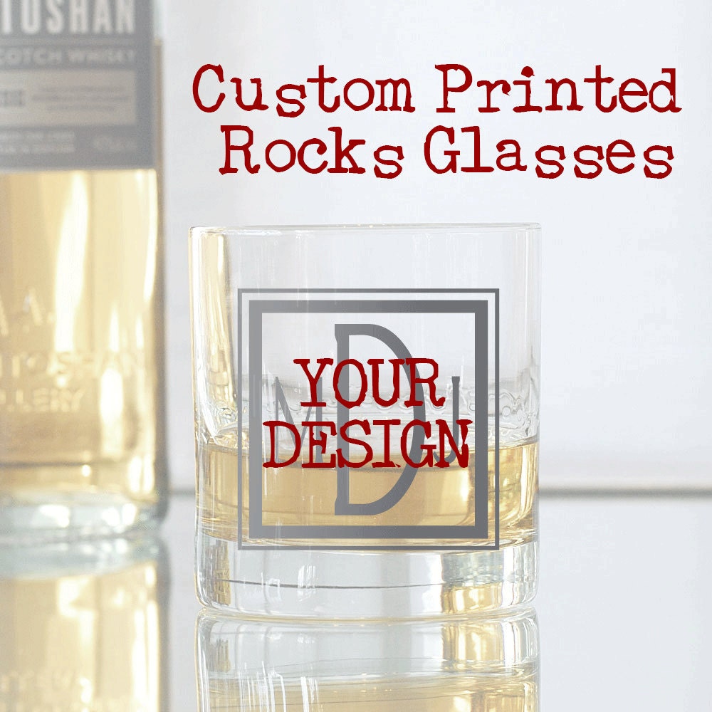 Custom Printed Rocks Glasses, Your Artwork - Set of 8