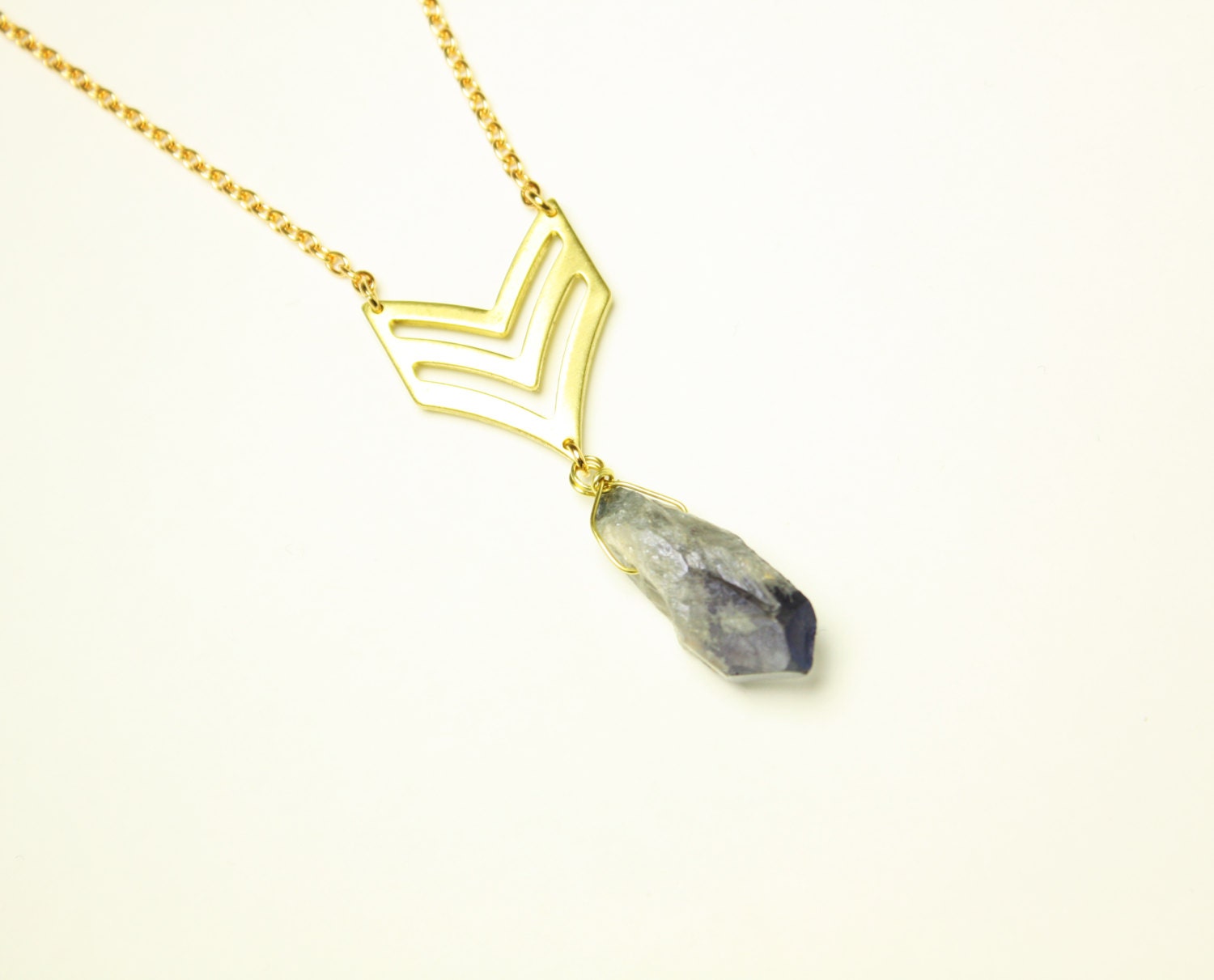 One Amethyst Chevron Necklace