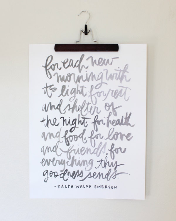 18"x24" poster size ralph waldo emerson thankful print