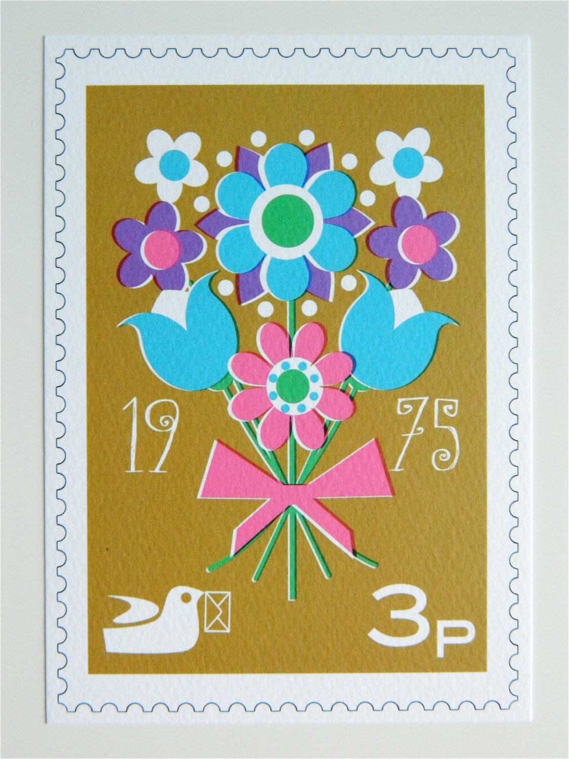 Vintage Style Postage Stamp Postcard - Bouquet