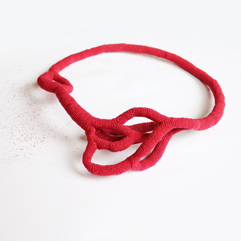 Red crochet necklace - heart - reserved for S&K