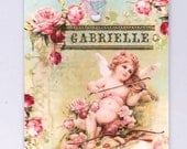Angel Tags - Violin - Cherub - French Wedding Theme - Pink Roses