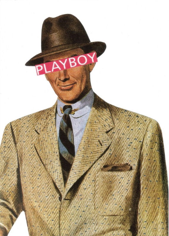 Original Collage Paper Collage Art 1950s 1960s Retro Modern Man Playboy 50s 60s