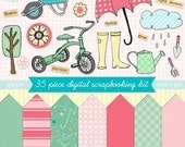 spring garden - digital scrapbooking and craft clip art kit - INSTANT download - high resolution PNG & JPG files