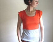 Poppy Orange and Light Heather Grey Color Block Blouse / Tee Shirt / Tshirt / Women's Top / Custom Made to Order