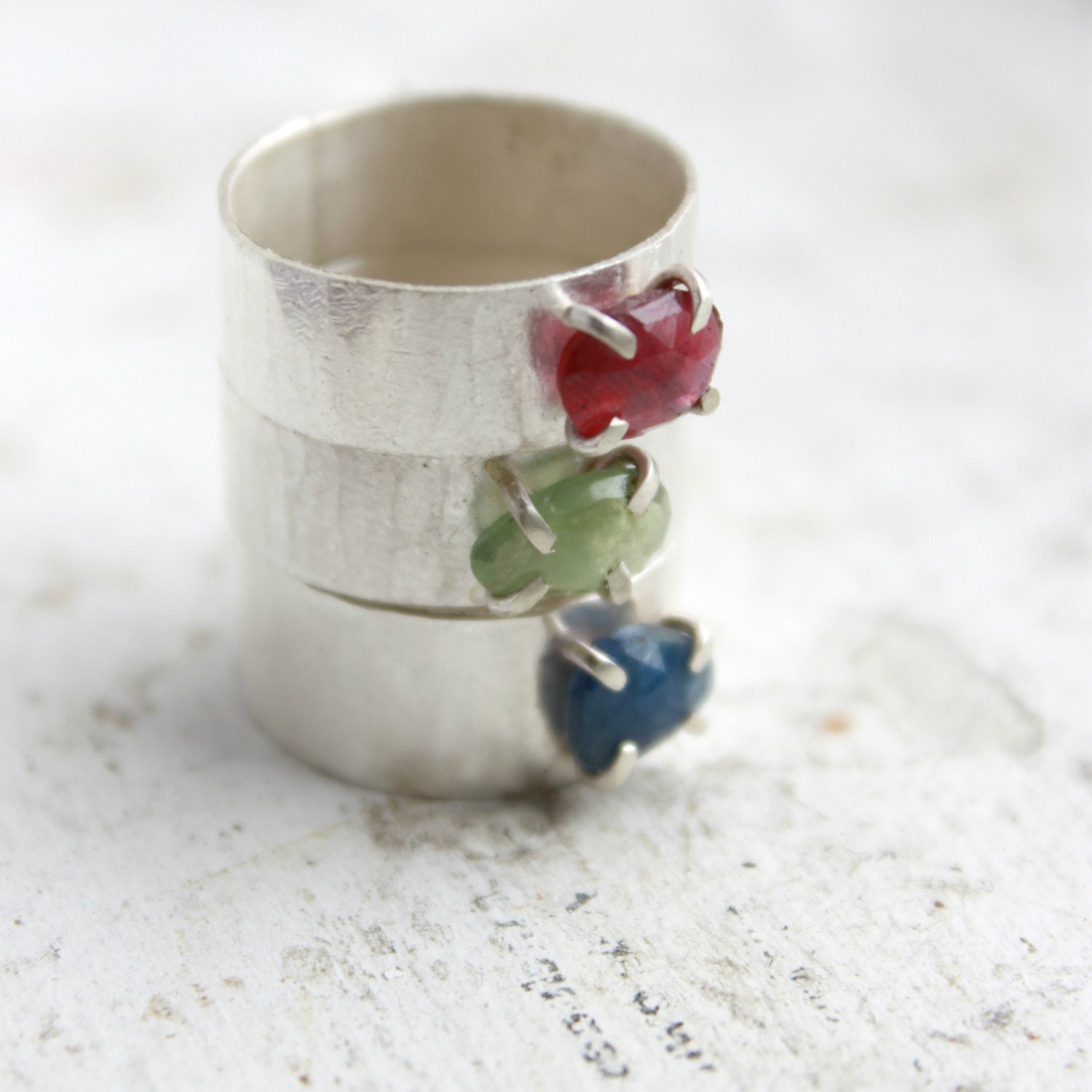 Rose Cut Sapphire Ring   Blue sapphire ring  Sterling silver and sapphire ring
