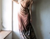 Jersey Maxi Dress - ombre Printed long gown in jersey - womens tshirt tunic dress in burnt Orange - floor length gown