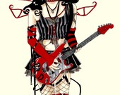 Original Artwork Ink & Marker Guitar Fairy by Amber Hooper
