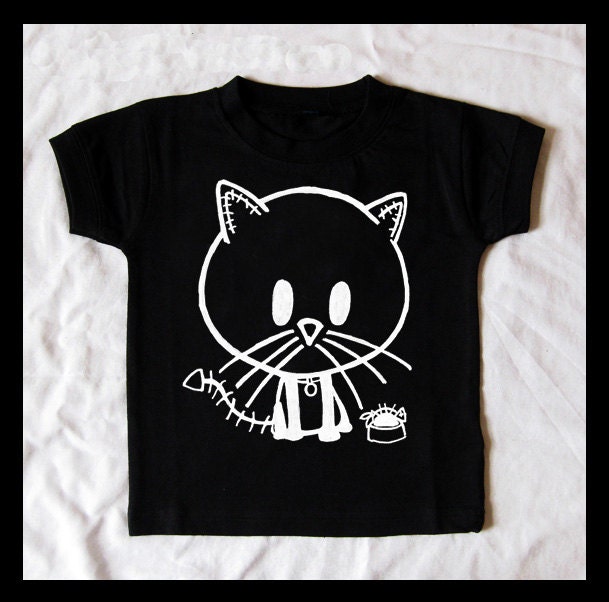 Baby Zombie Kitty Cat Meow black t-shirt by Rocky The Zombie