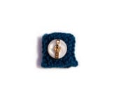 Knitted Ring - Blue with Gold and Pearl Button - From The Admiral's Collection