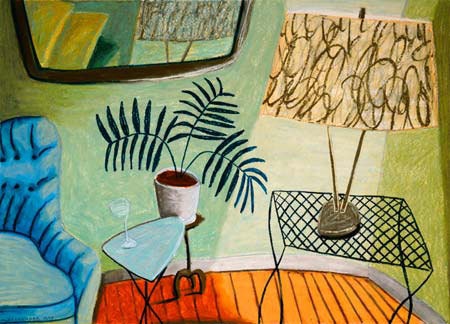 Mid Century Modern House Interior with Furniture Giclee Print