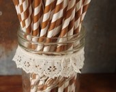 Brown Chocolate Stripe Paper Straws -- Set of 20 Il_170x135