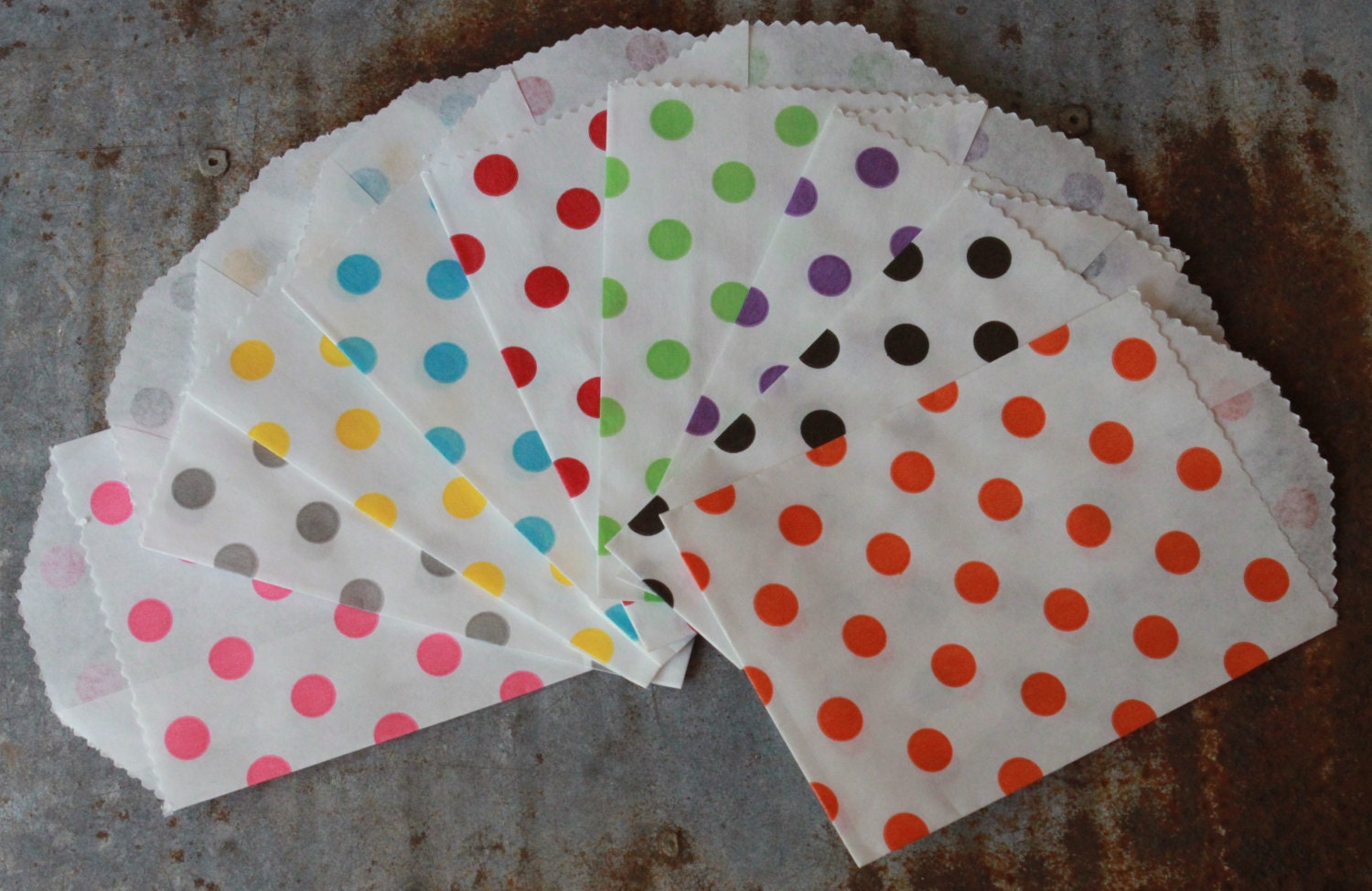 Dotted Favor Bags - Polka Dot -- Paper Bags -- Set of 12 - U Choose Colors -- 2.75 X 4 Il_570xn