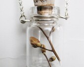 Lilac - Eternal Garden Necklace - long necklace tiny glass bottle with tiny real lilac branches and buds