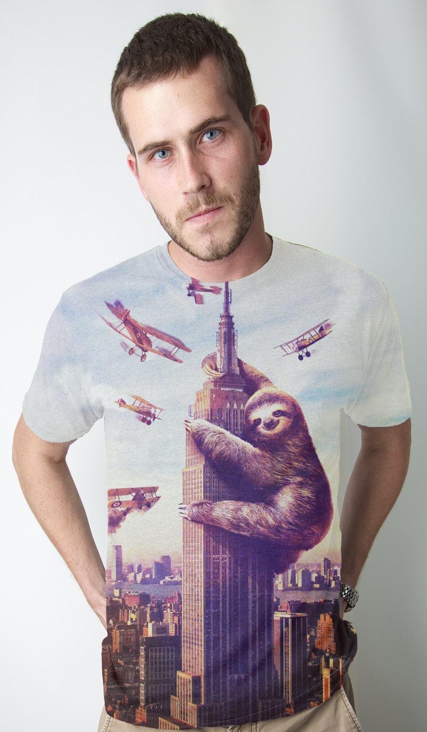 Sloth, Empire State Building, Slothzilla, Men's Tee, Sloth shirt, Available S M L XL 2XL