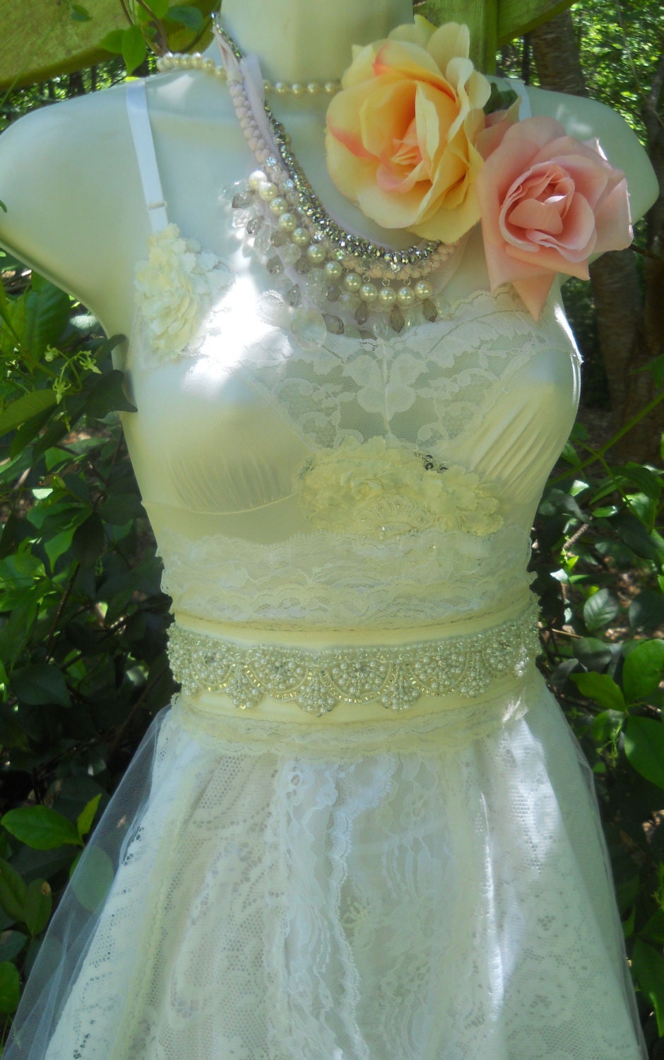 Beaded lace sash wedding white ivory  vintage ivory  bride outdoor  romantic  by vintage opulence on Etsy