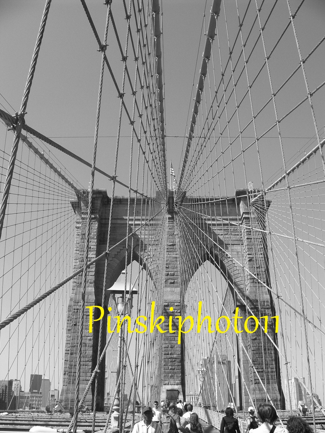 5 x 7 Black and White Photo Brooklyn Bridge New York City