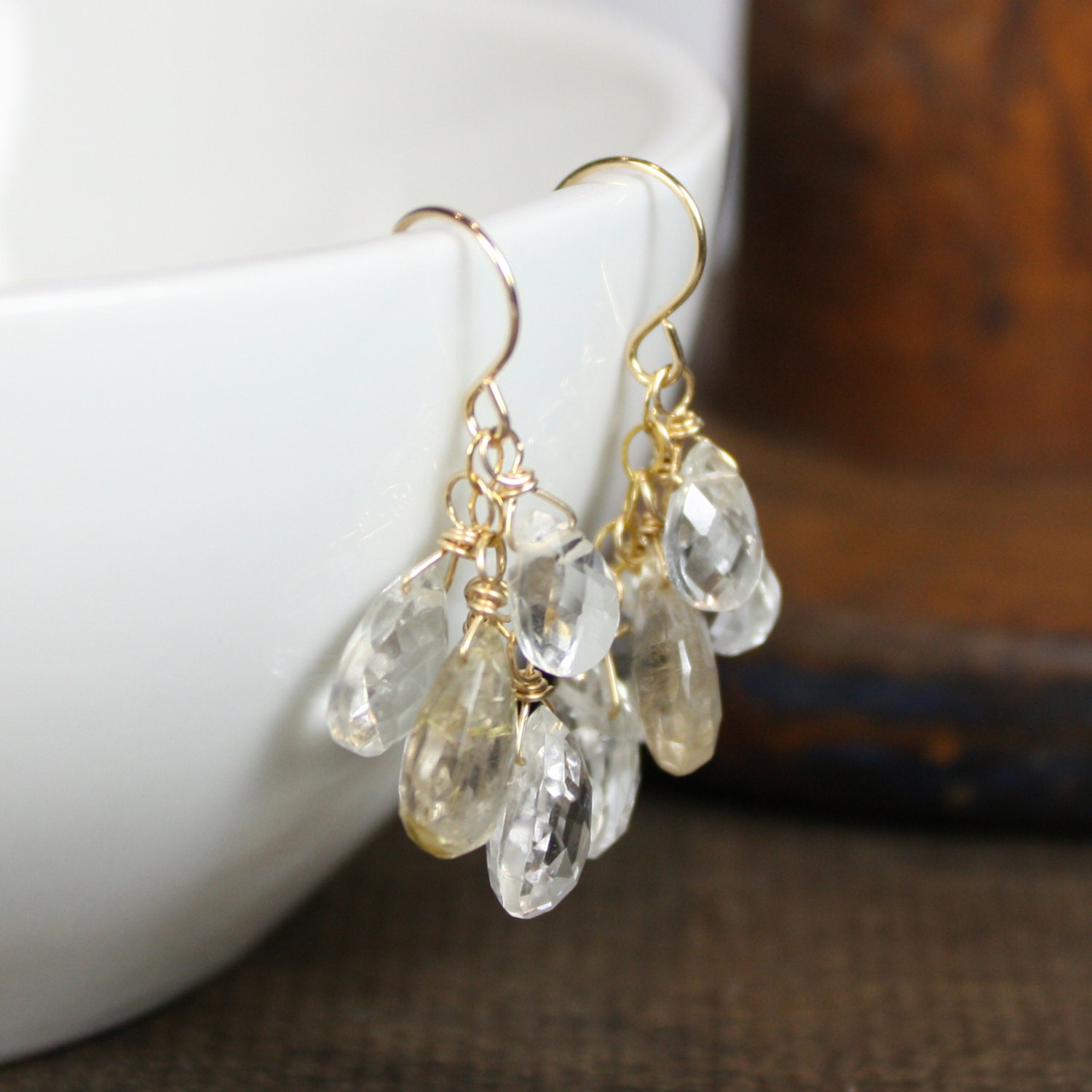 Gemstone Earrings - Gold, Quartz - Juliette