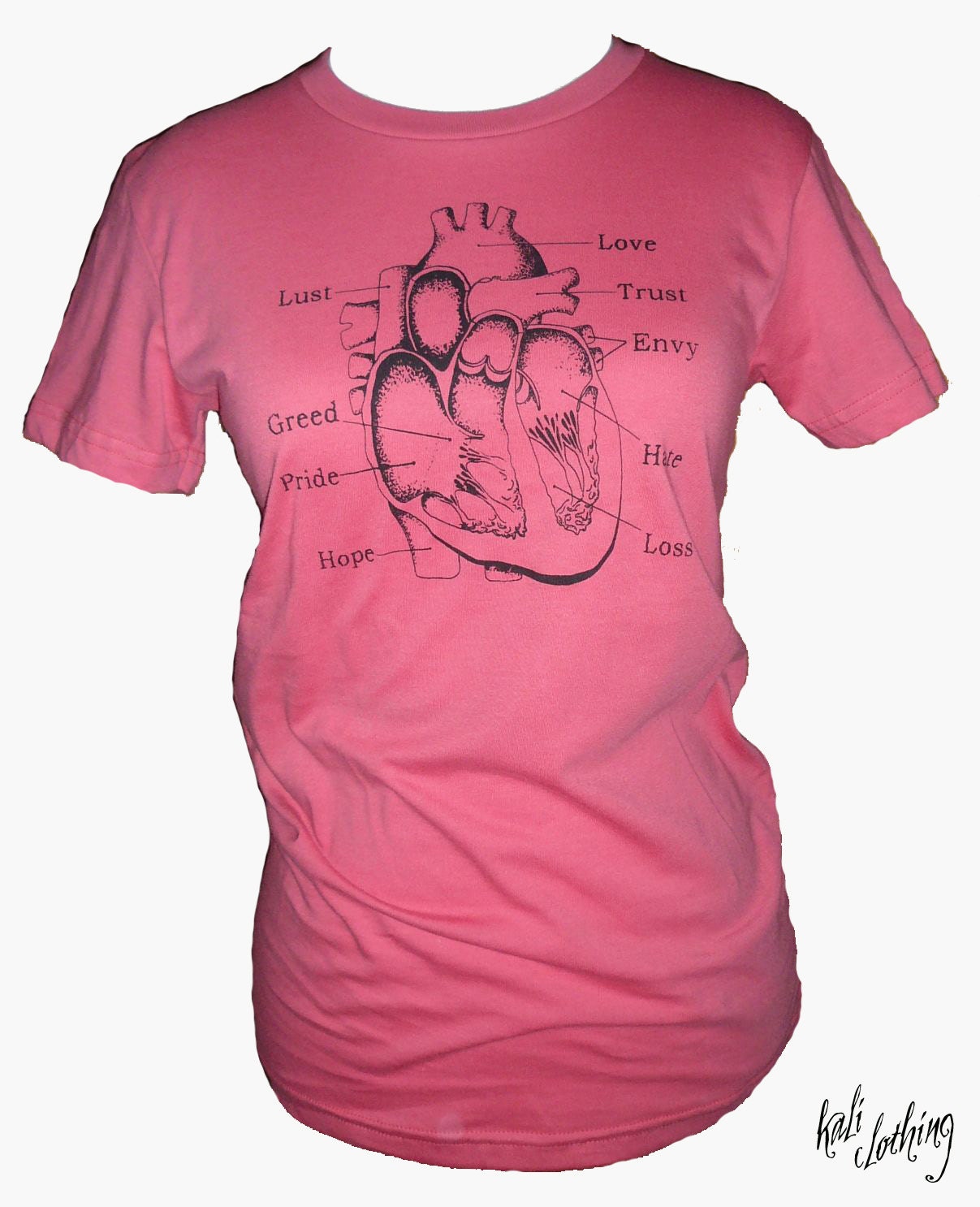 Anatomy of a Heart  Organic Pomegranate Pink Women's Tee XL